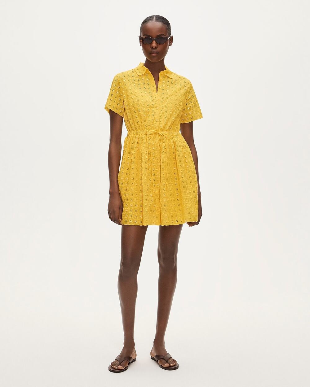 J.Crew Rich Saffron Mini Cerise Shirt-Dress In Eyelet Cotton Poplin Size 8 NWT